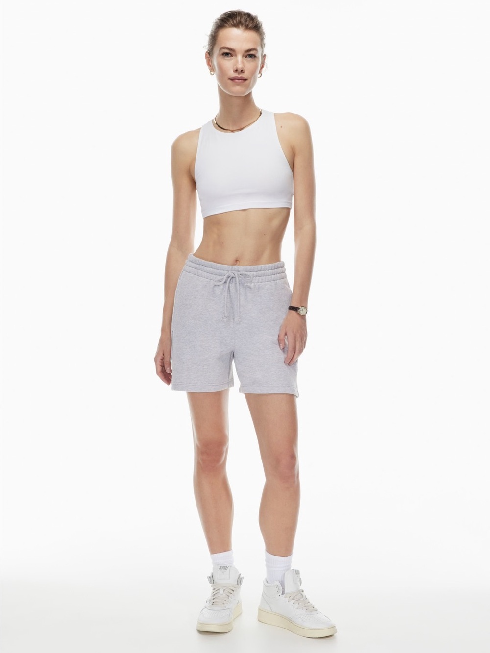 Aritzia TNA Cozy Fleece Boyfriend 5" Sweatshort, Chrome, Small, Article 94293
